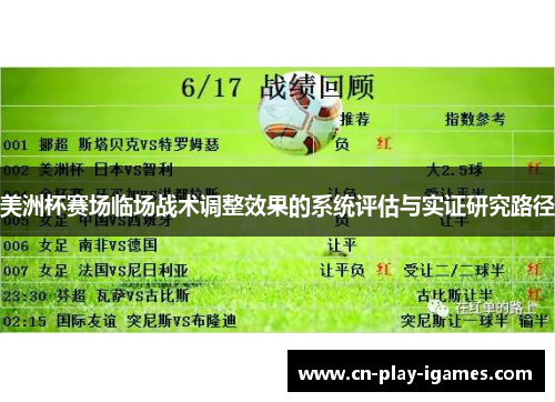 美洲杯赛场临场战术调整效果的系统评估与实证研究路径 美洲杯赛场临场战术调整效果的系统评估与实证研究路径
